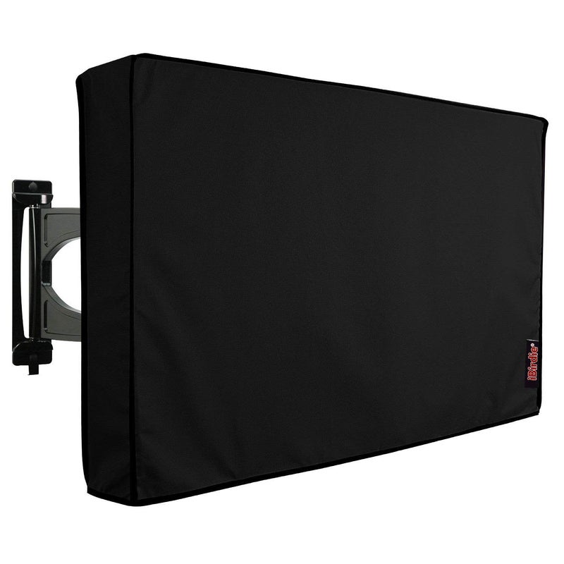 iBirdie غطاء تلفاز خارجي iBirdie مقاس 52 إلى 55 بوصة مقاوم للعوامل الجوية، حجم الغطاء 52''L x 31''H، مقاوم للماء لتلفاز مسطح خارجي مقاس 52 إلى 55 بوصة، أسود، قماش سميك 600D لحماية الشاشة مع قاعدة - Image 1